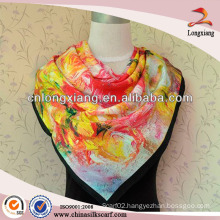 custom design twill silk scarf flora print